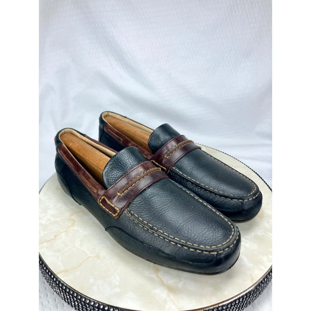 Sperry Top Sider Slip On Driving Loafer Shoes Mens Size 11 Black Leather Preppy
